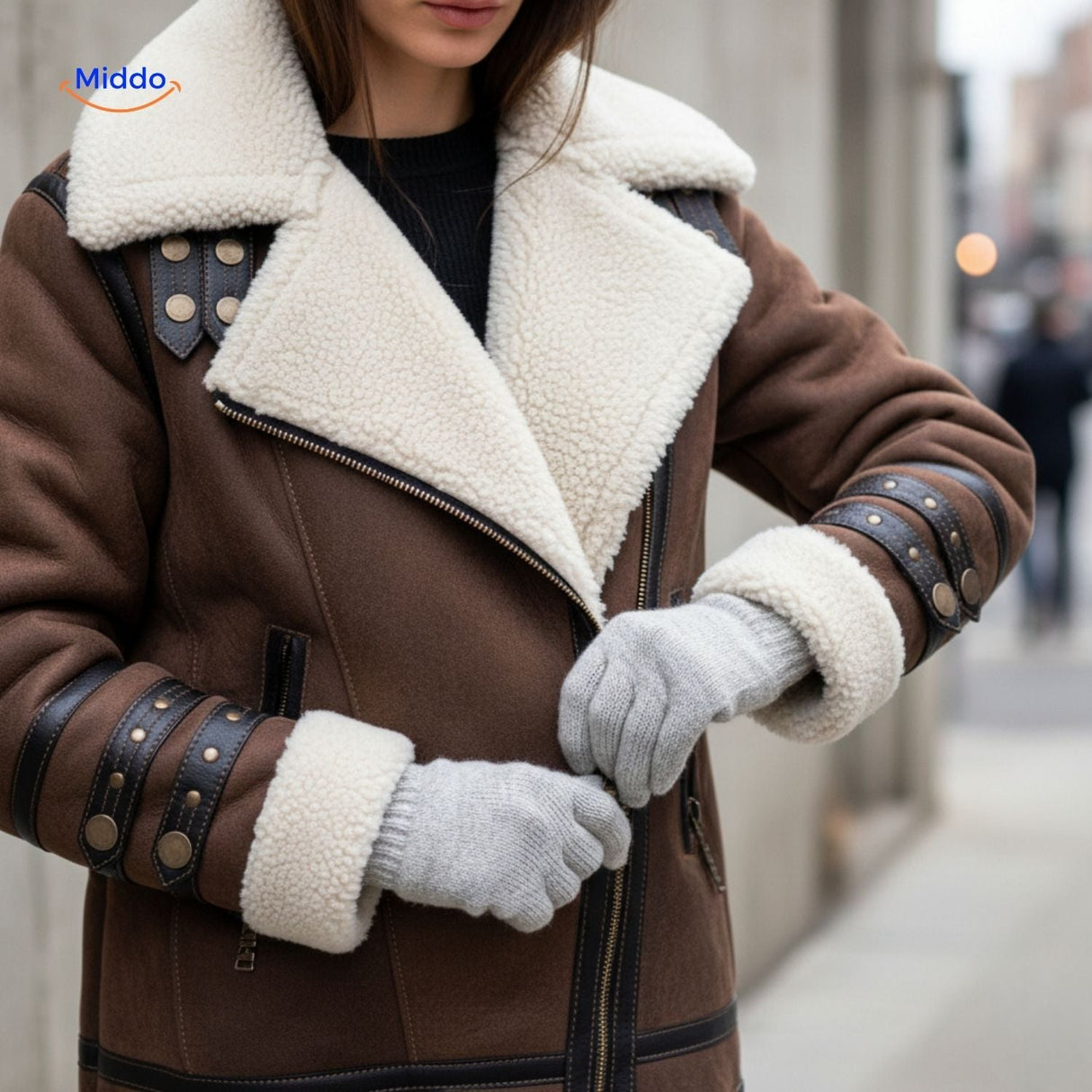 Aviator jack dames met brede kraag van imitatiebont