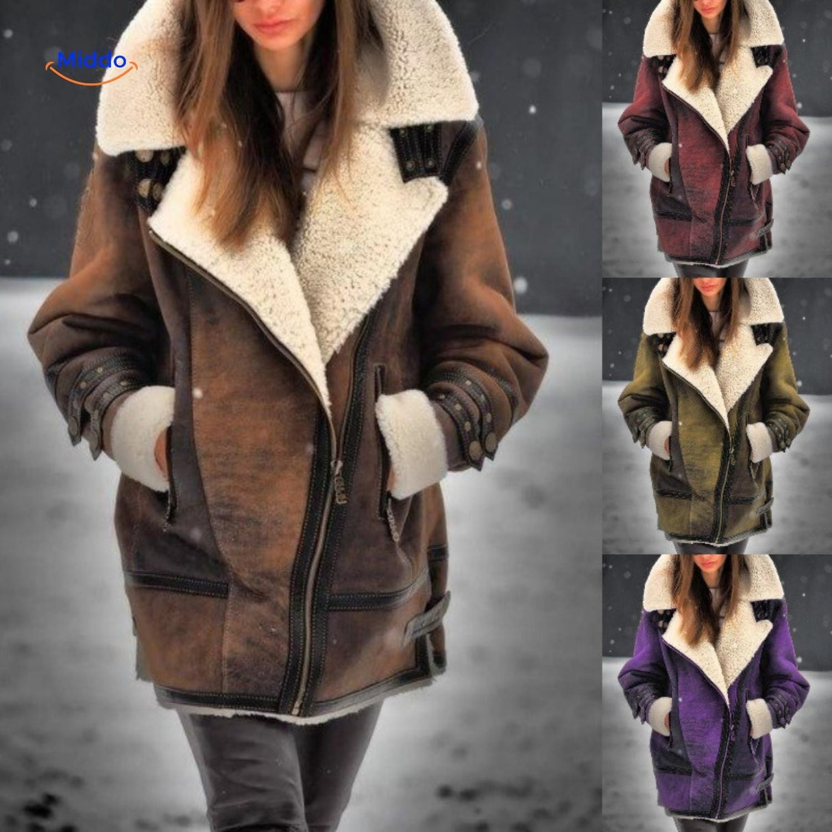 Aviator jack dames met brede kraag van imitatiebont