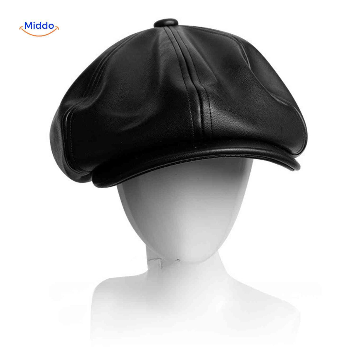 Flat cap van wolmix, 8-panel met knoopdetail