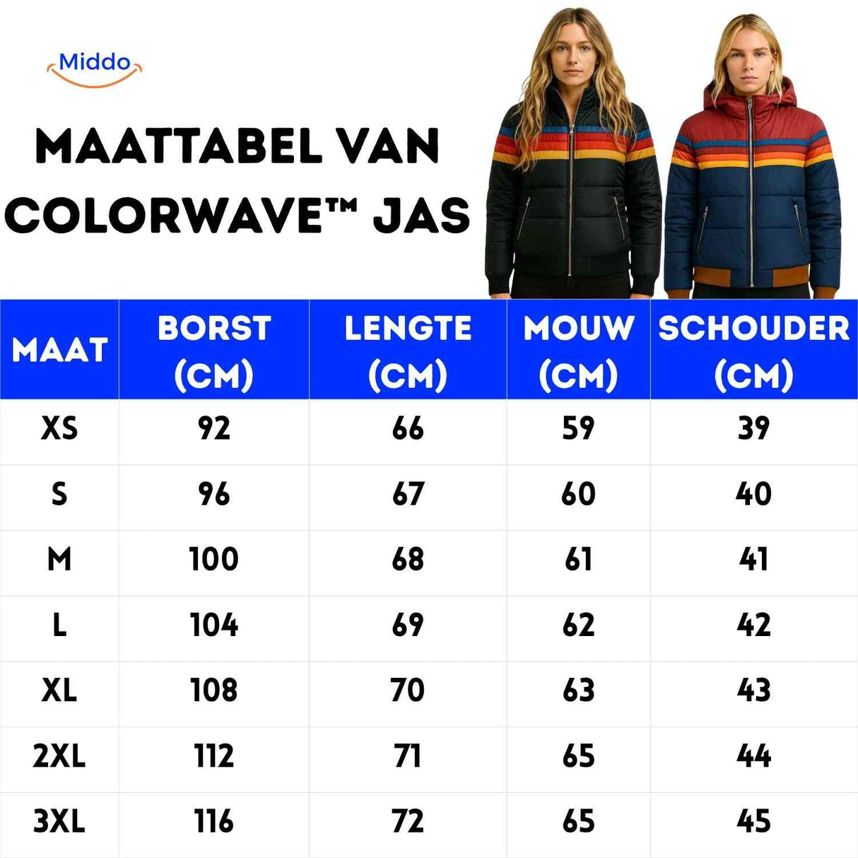 Gewatteerde jas dames met retro regenboogstrepen