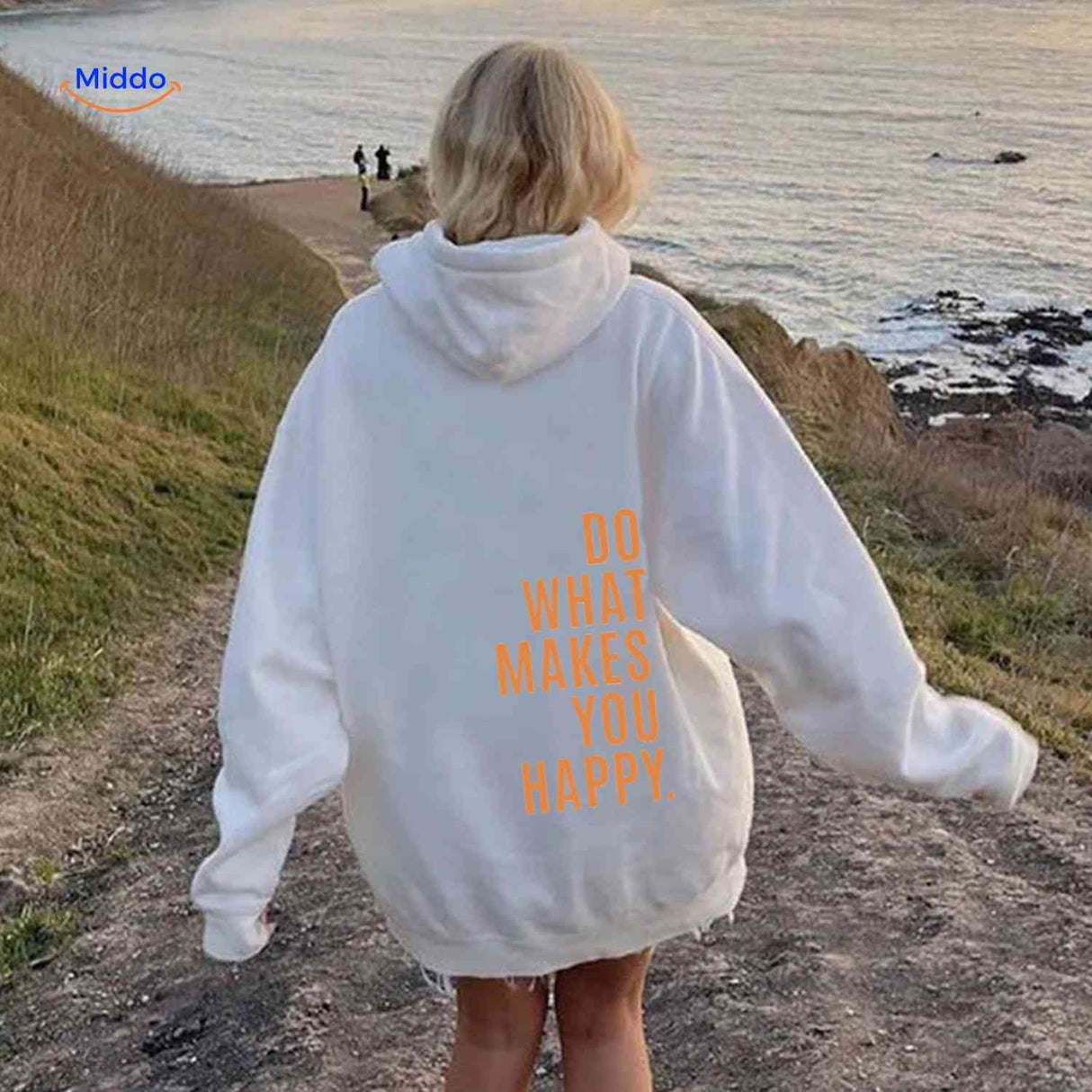 Oversized hoodie van katoenmix met tekst op de rug