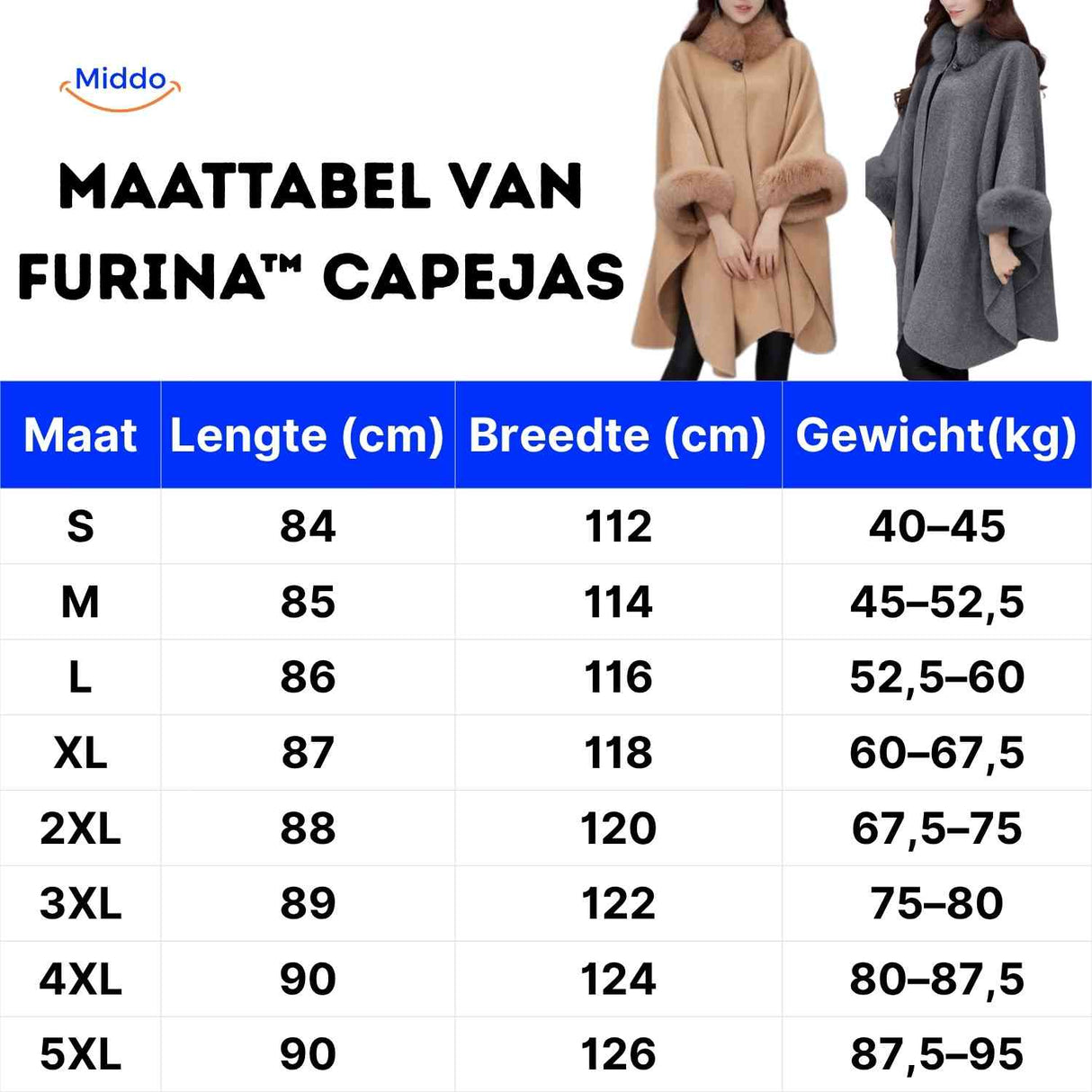 Capejas dames van wolmix met bontrand aan de mouwen