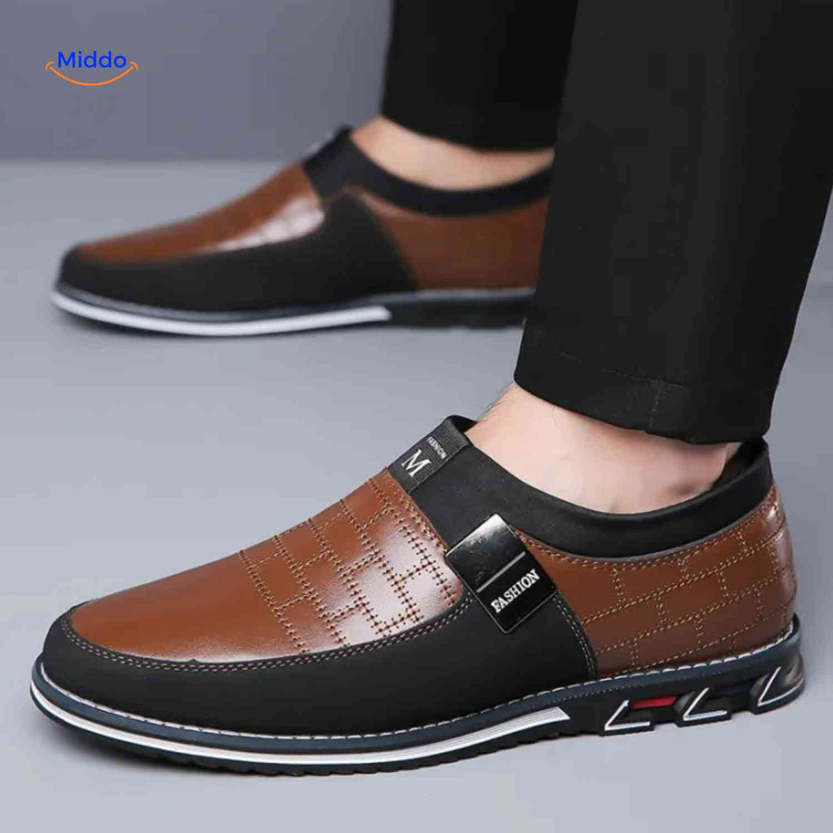 Herenschoenen met ruitpatroon, instap of met veters, kleur bruin
