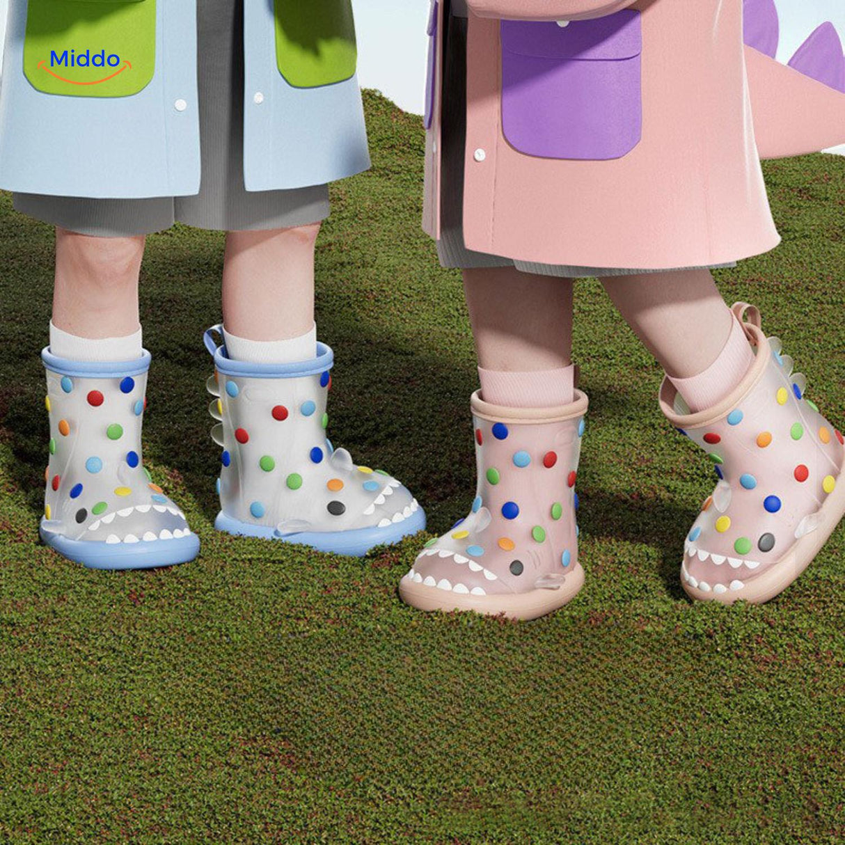 Regenlaarzen voor kinderen met haaidessin en lussen