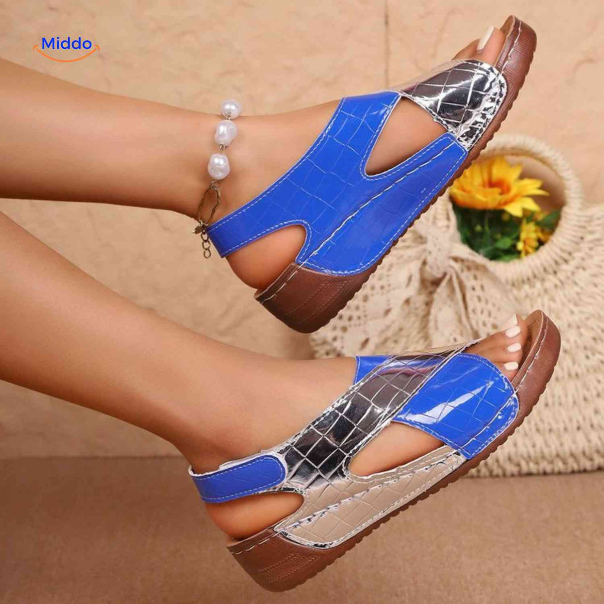 Lichtgewicht sandalen met zachte binnenzool, 13 kleuren, kleur blauw en zilver