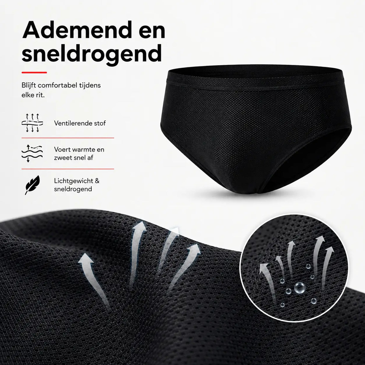 Fietsslip heren met gelzeem, ademend en sneldrogend