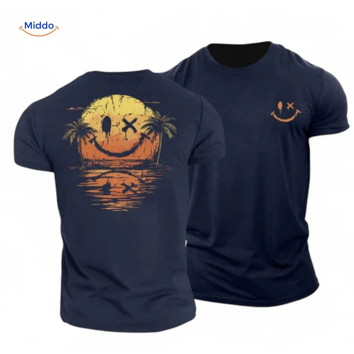 T-shirt van katoen met zonprint op de achterkant