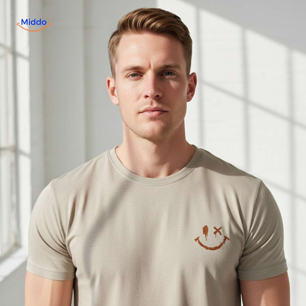 T-shirt van katoen met zonprint op de achterkant