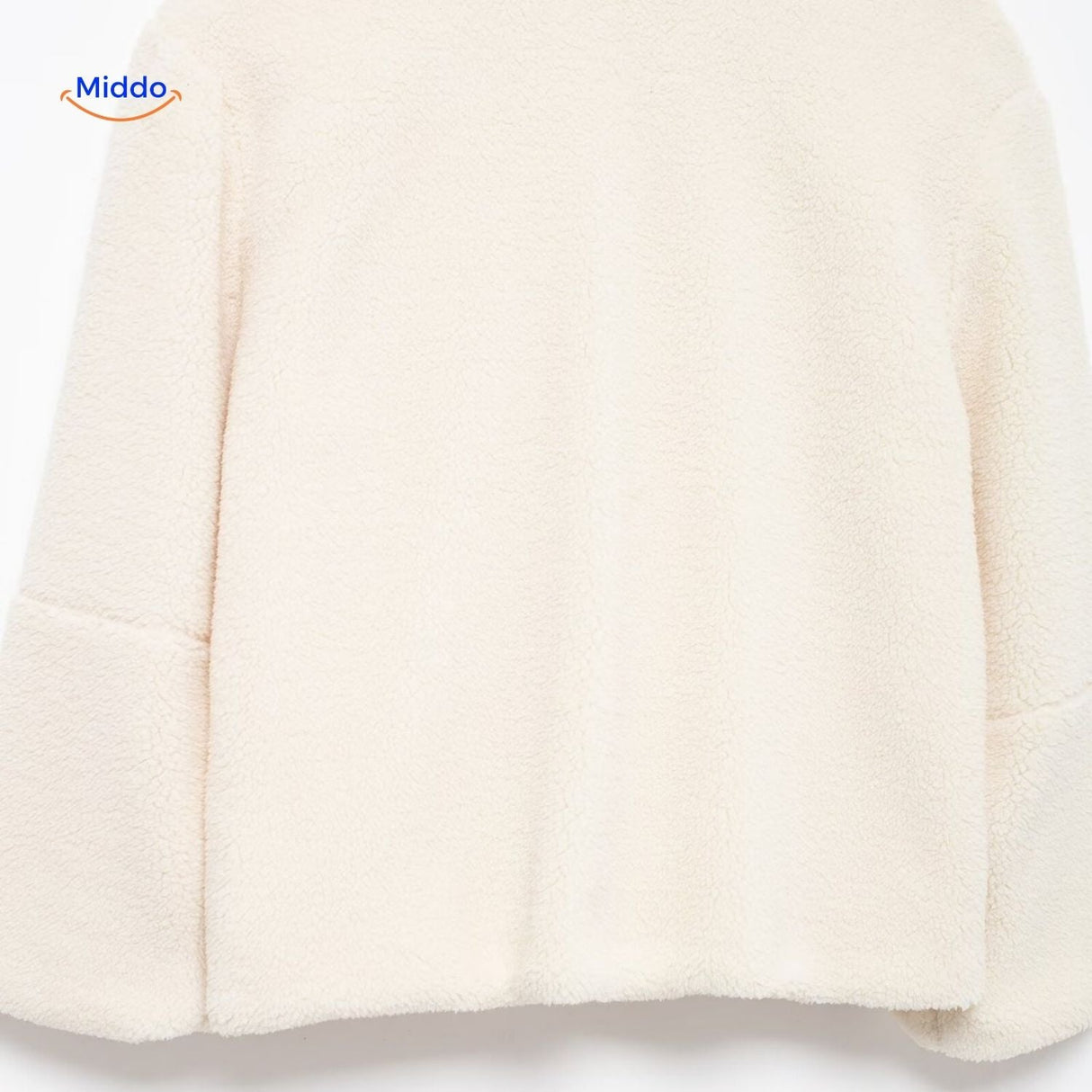 Oversized teddyjas met hoge kraag en twee steekzakken