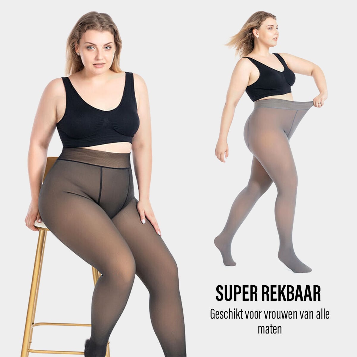 Fleece panty met doorschijnende look en warme voering