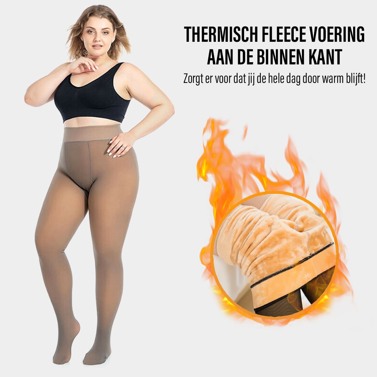 Fleece panty met doorschijnende look en warme voering, kleur met voet bruin