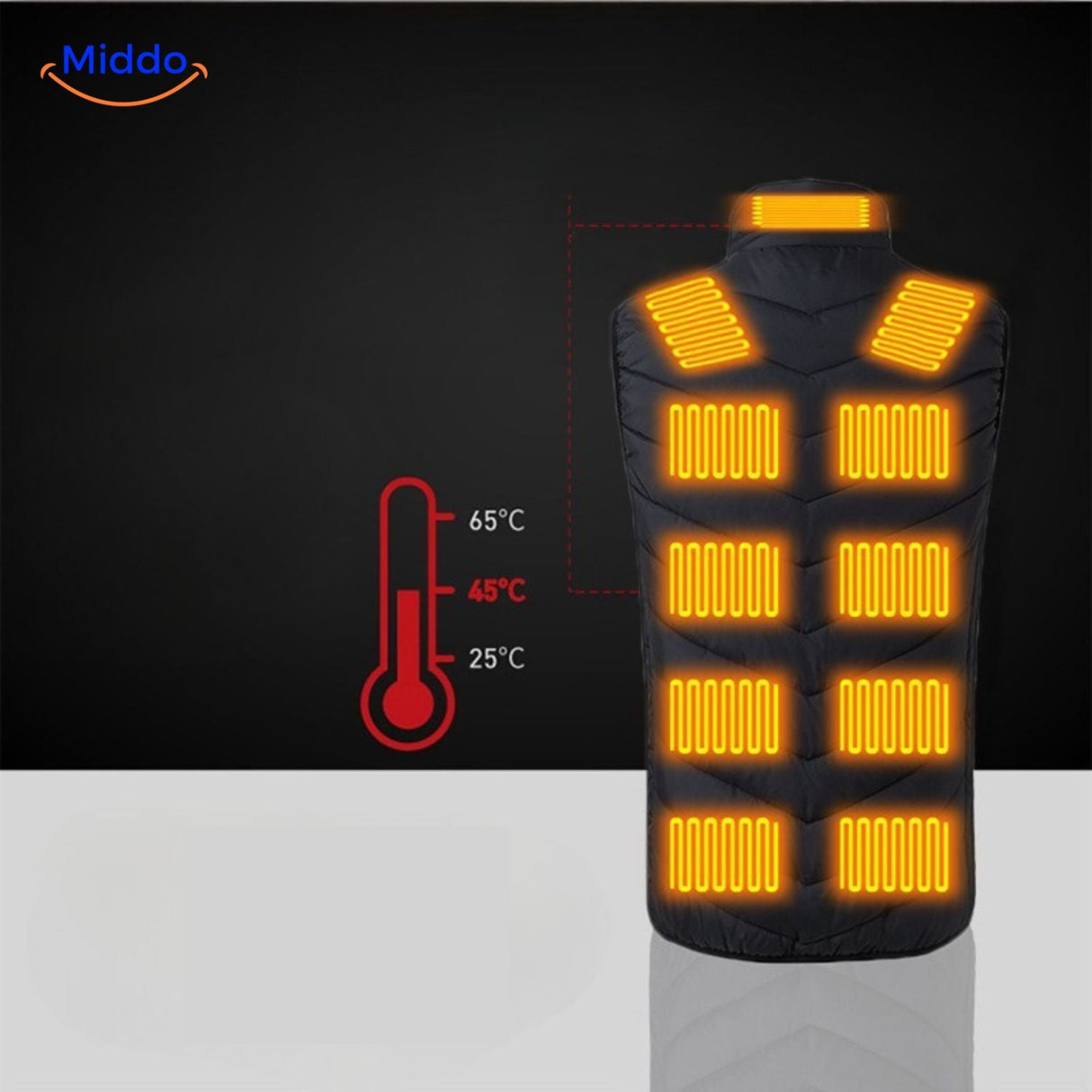 Verwarmde bodywarmer met USB en opstaande kraag