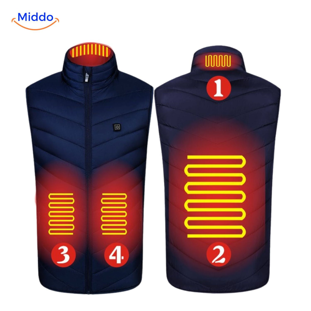 Verwarmde bodywarmer met USB en opstaande kraag