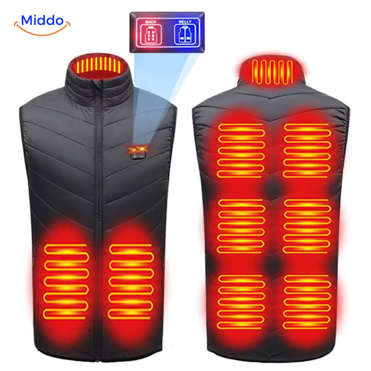 Verwarmde bodywarmer met USB en opstaande kraag