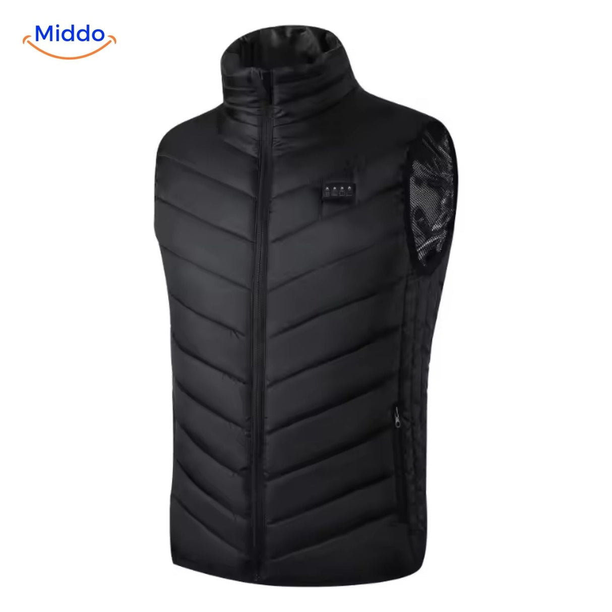 Verwarmde bodywarmer met USB en opstaande kraag