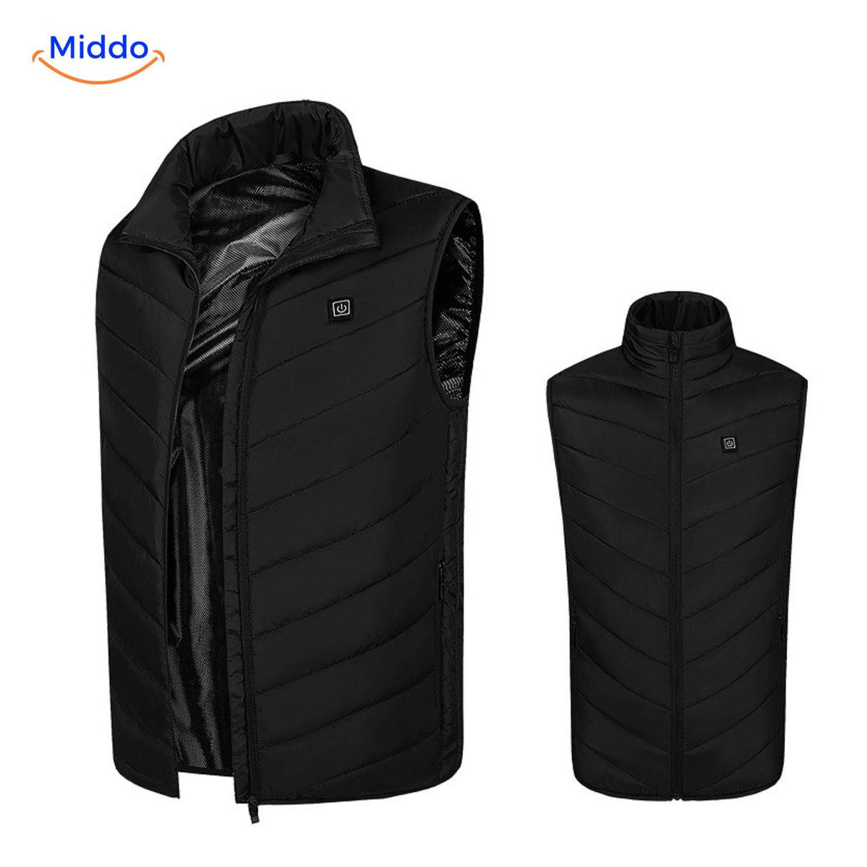 Verwarmde bodywarmer met USB en opstaande kraag