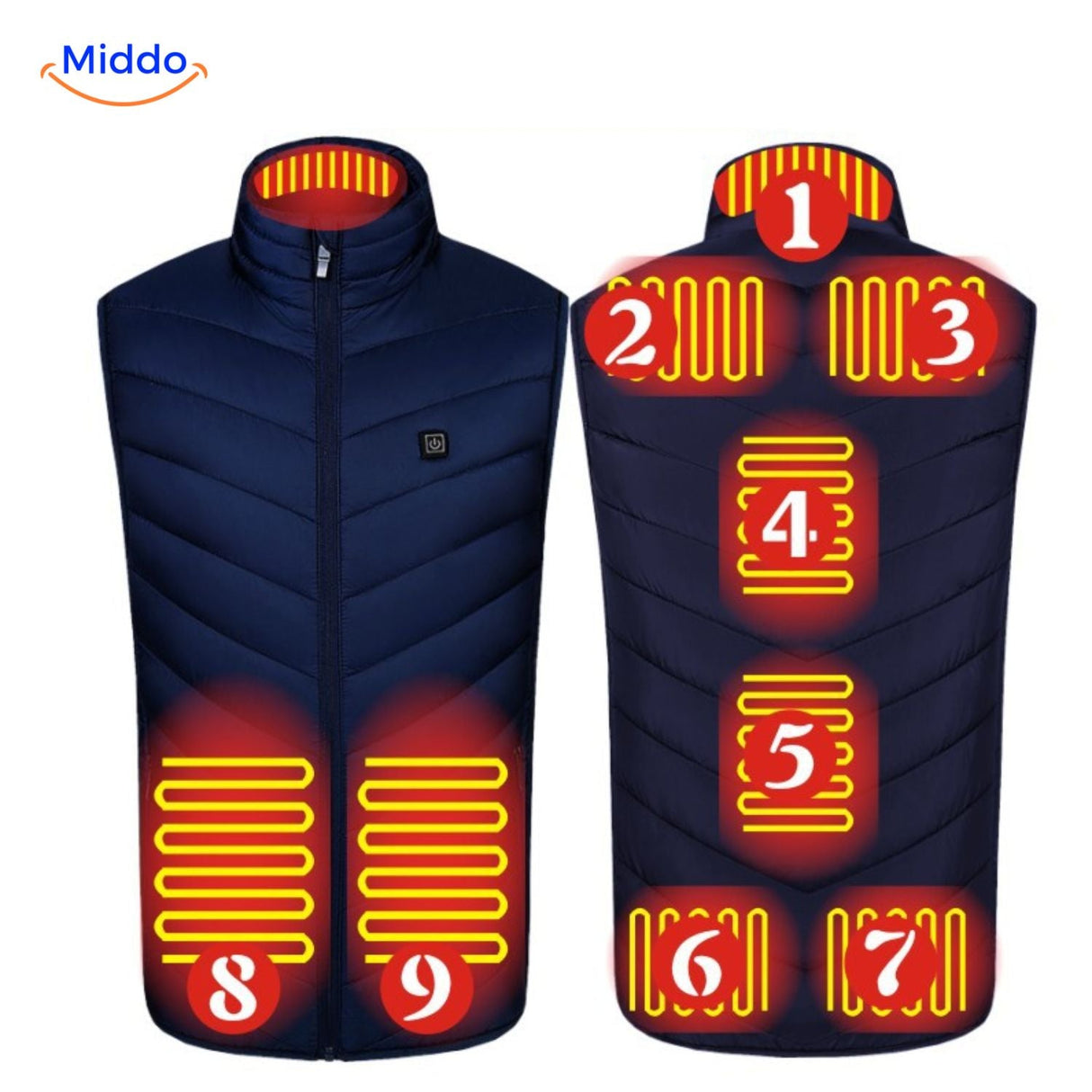 Verwarmde bodywarmer met USB en opstaande kraag