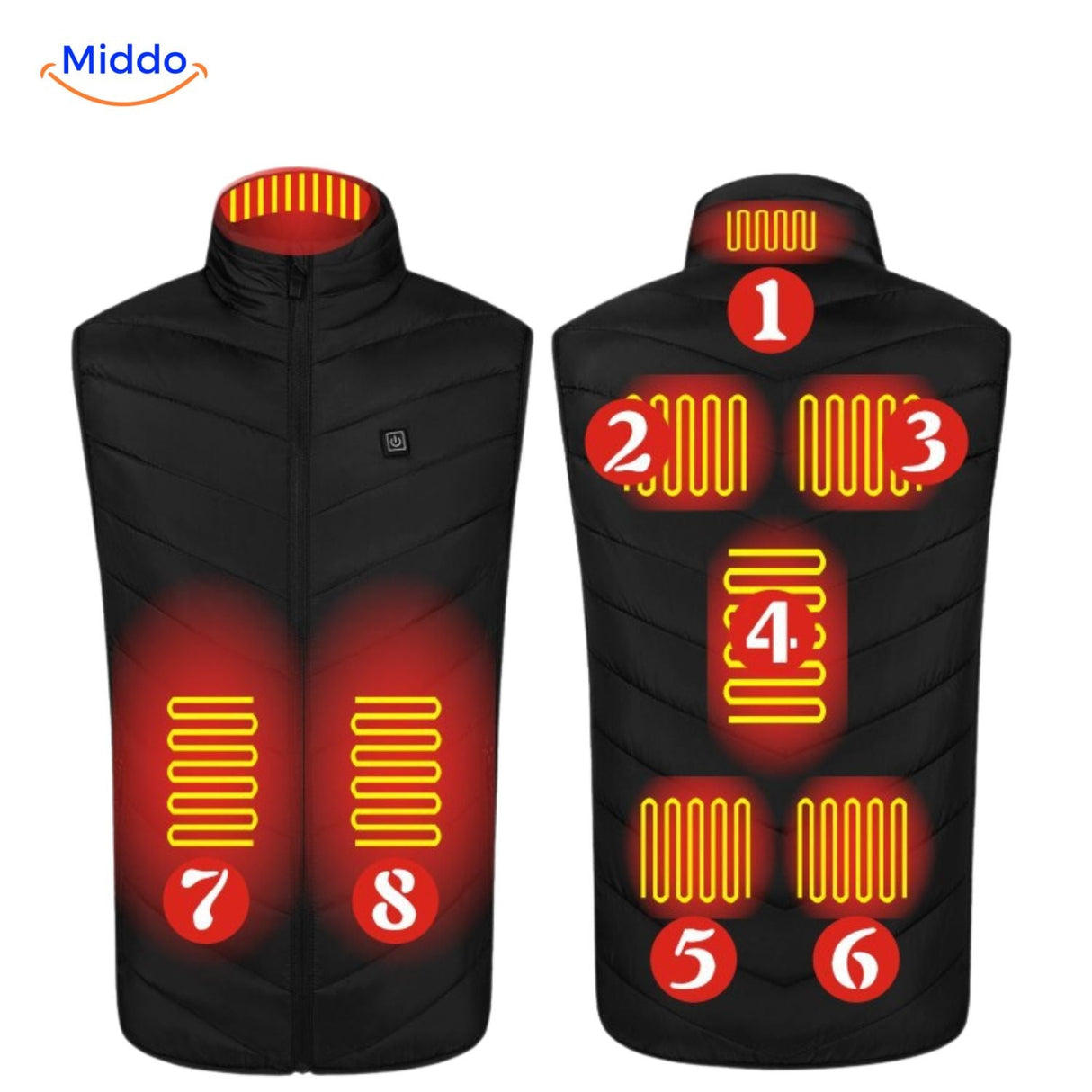 Verwarmde bodywarmer met USB en opstaande kraag