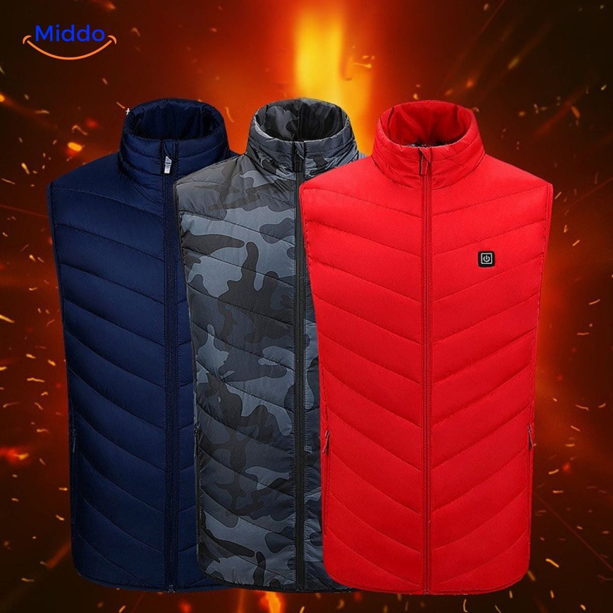 Verwarmde bodywarmer met USB en opstaande kraag