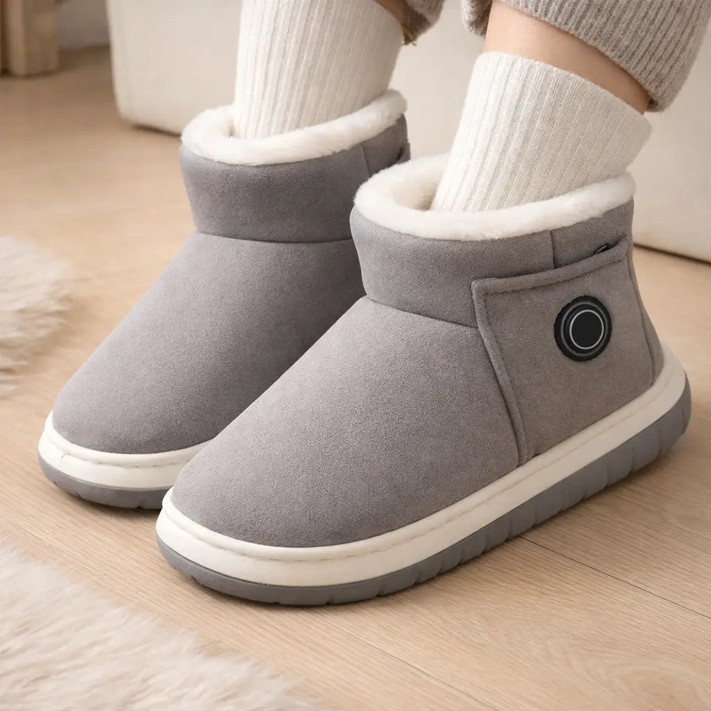 Verwarmde schoenen met oplaadbare accu voor koude dagen, kleur grijs