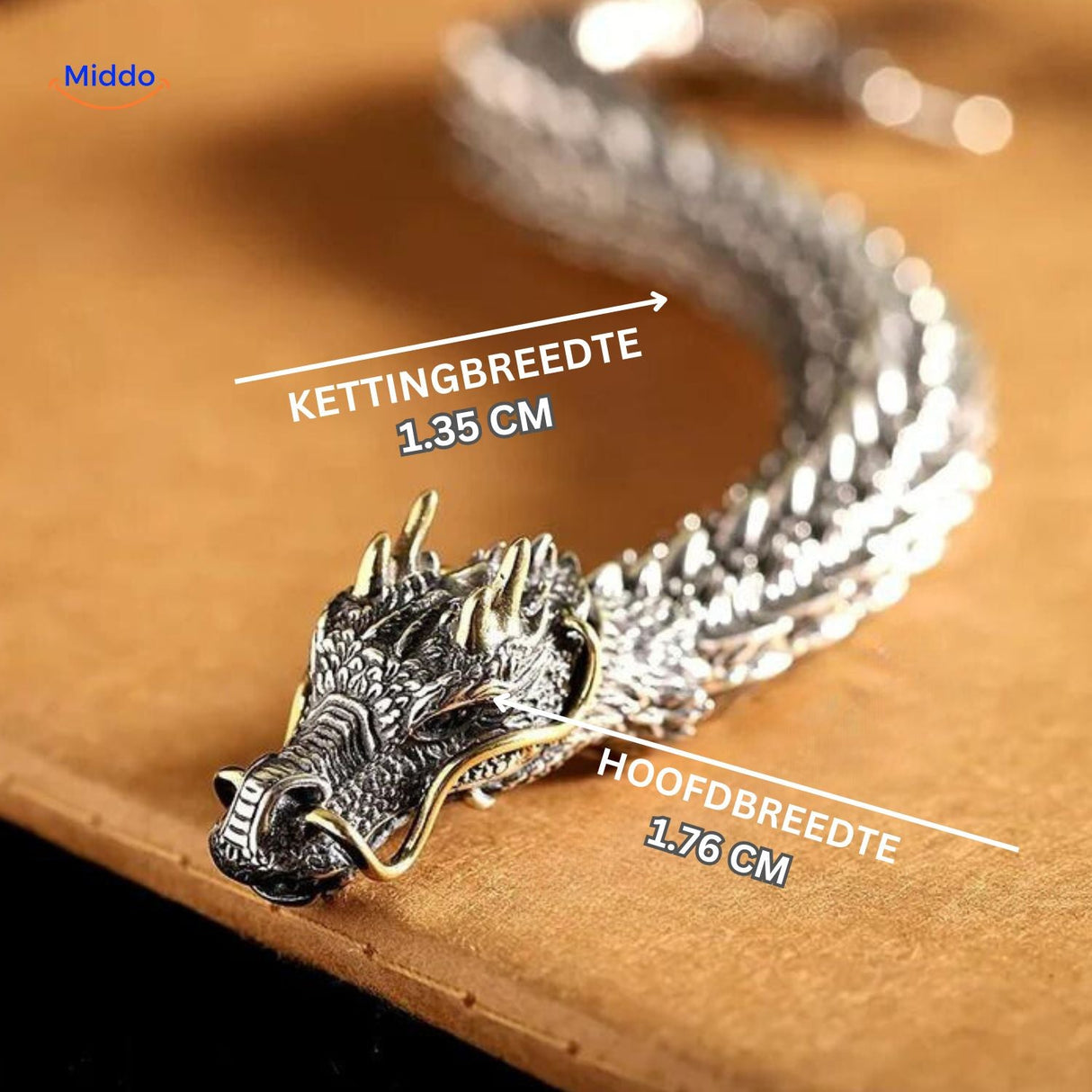 Schakelarmband in drakenvorm met haaksluiting