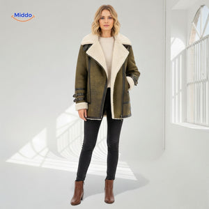 Aviator jack dames met brede kraag van imitatiebont