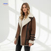 Aviator jack dames met brede kraag van imitatiebont, kleur khaki