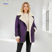 Aviator jack dames met brede kraag van imitatiebont, kleur paars