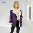 Aviator jack dames met brede kraag van imitatiebont, kleur paars