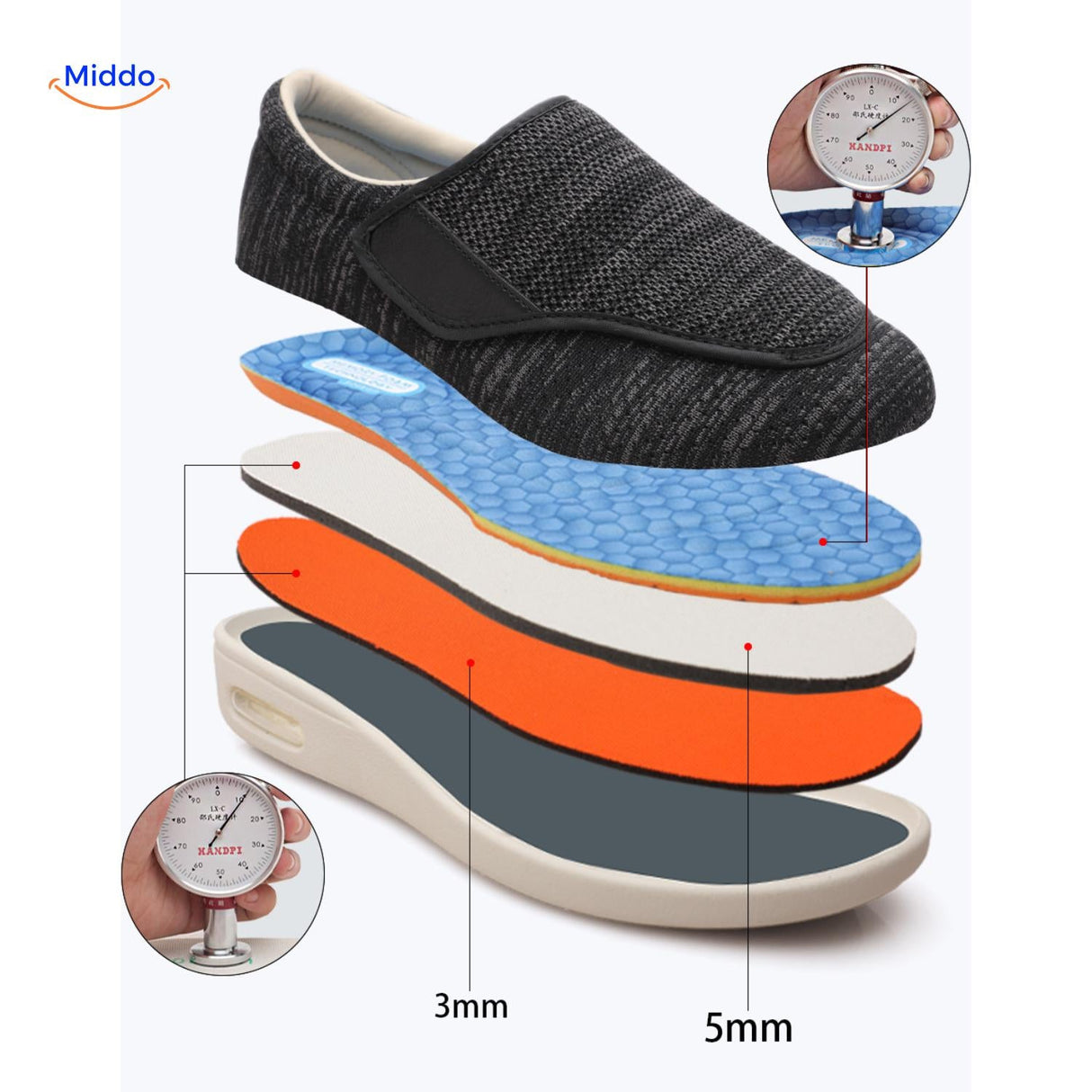 Verstelbare comfortschoenen met extra brede teenbox