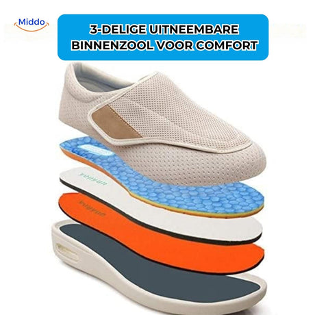 Verstelbare comfortschoenen met extra brede teenbox