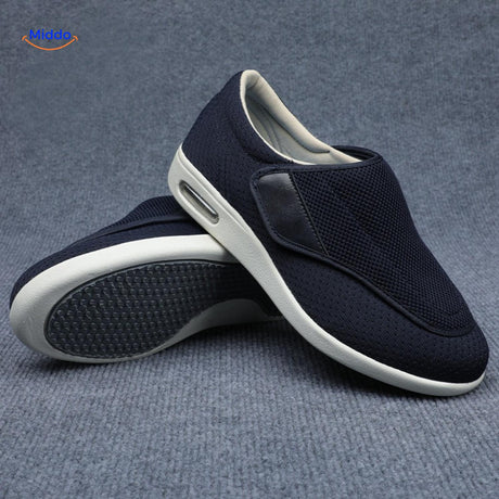 Verstelbare comfortschoenen met extra brede teenbox, kleur donkerblauw