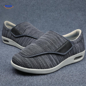 Verstelbare comfortschoenen met extra brede teenbox, kleur donkergrijs