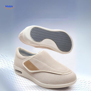 Verstelbare comfortschoenen met extra brede teenbox, kleur gebroken wit