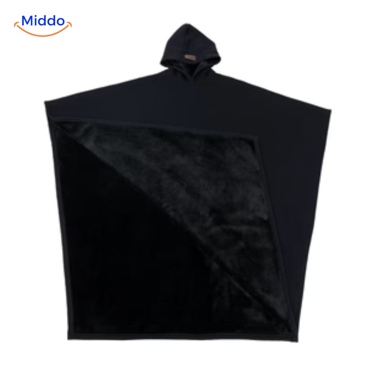 Fleece poncho met capuchon, valt als een deken om