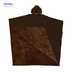 Fleece poncho met capuchon, valt als een deken om, kleur donker bruin