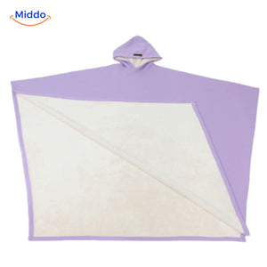 Fleece poncho met capuchon, valt als een deken om, kleur licht paars