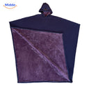 Fleece poncho met capuchon, valt als een deken om, kleur paars