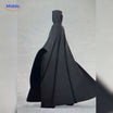 Fleece poncho met capuchon, valt als een deken om, kleur zwart