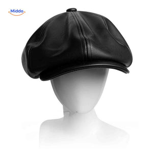 Flat cap van wolmix, 8-panel met knoopdetail