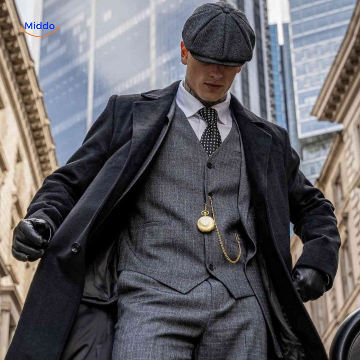 Flat cap van wolmix, 8-panel met knoopdetail