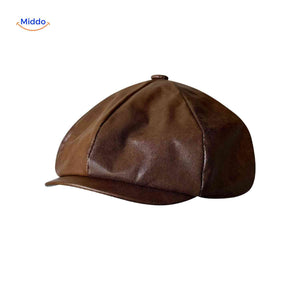 Flat cap van wolmix, 8-panel met knoopdetail