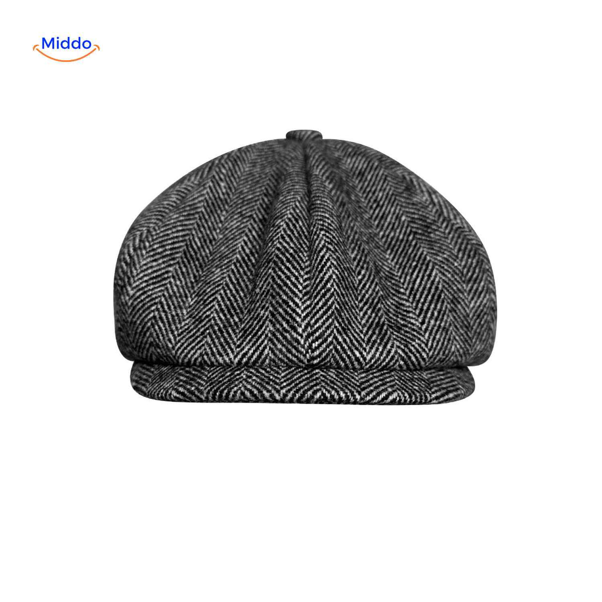 Flat cap van wolmix, 8-panel met knoopdetail