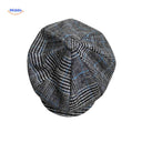 Flat cap van wolmix, 8-panel met knoopdetail, kleur fijn blauw ruit