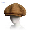 Flat cap van wolmix, 8-panel met knoopdetail, kleur korduroy camel