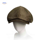 Flat cap van wolmix, 8-panel met knoopdetail, kleur korduroy legergroen