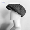 Flat cap van wolmix, 8-panel met knoopdetail, kleur lichtgrijs fijn visgraat
