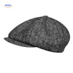 Flat cap van wolmix, 8-panel met knoopdetail, kleur lichtgrijs visgraat