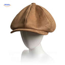 Flat cap van wolmix, 8-panel met knoopdetail, kleur suède camel