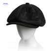 Flat cap van wolmix, 8-panel met knoopdetail, kleur suède zwart
